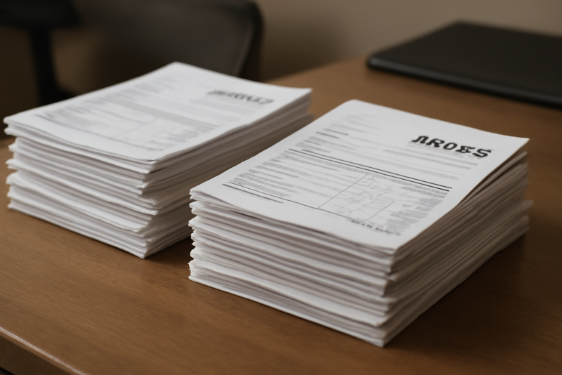 piles de factures sur un bureau