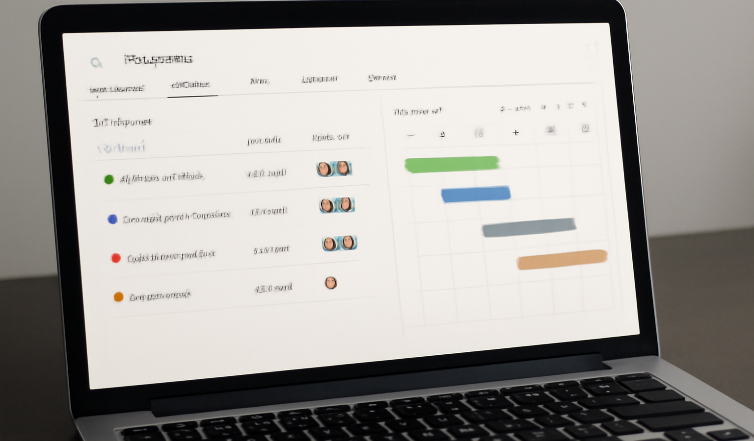 écran avec application de gestion de projet ouverte