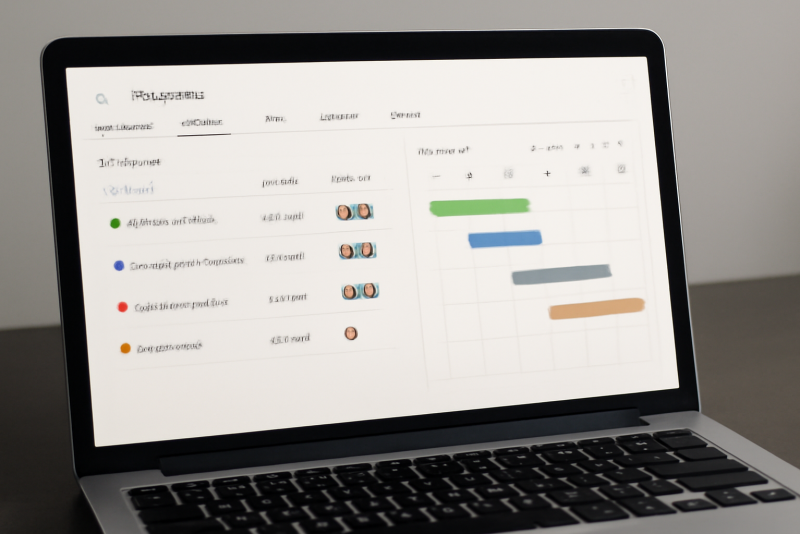 écran avec application de gestion de projet ouverte