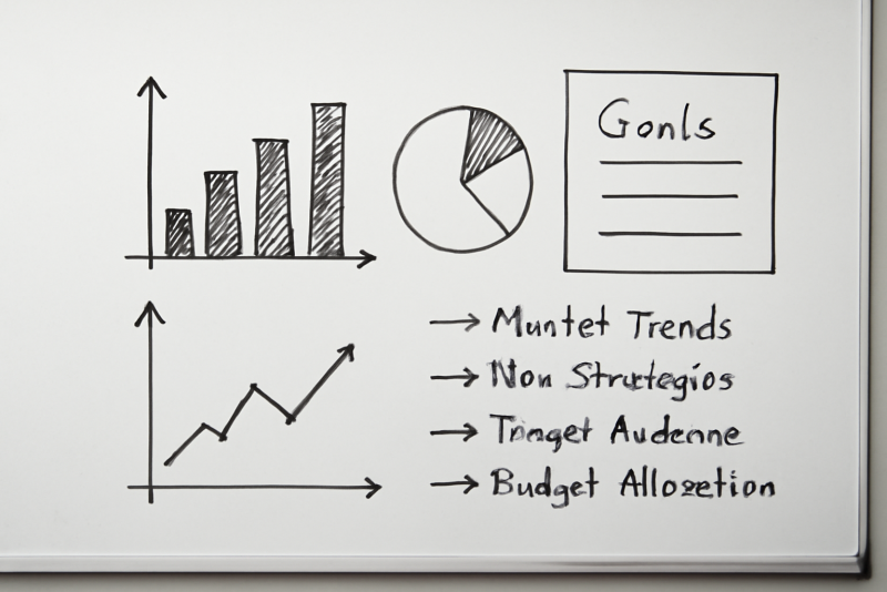 tableau blanc avec graphiques et notes