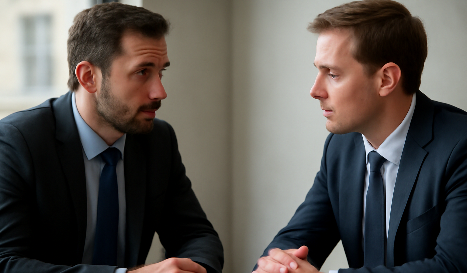 deux cadres discutant face à face