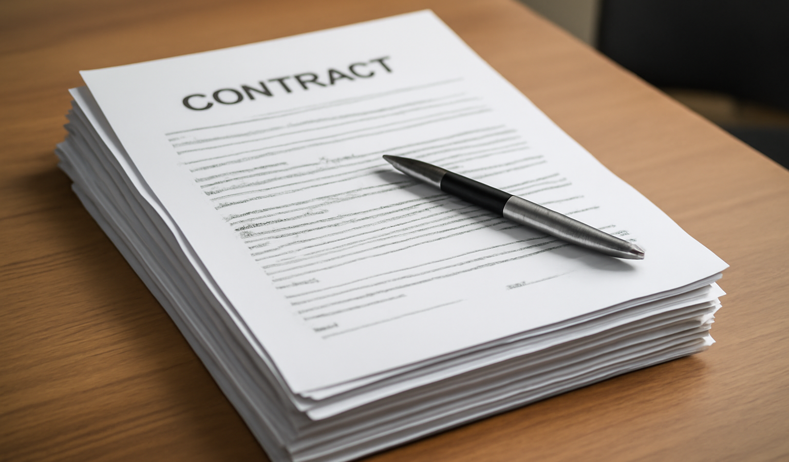 contrats empiles sur bureau avec stylo