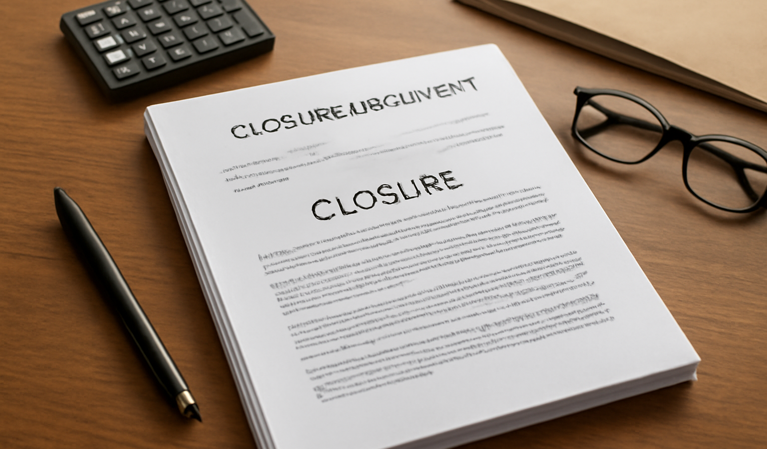 documents de clôture d'une entreprise sur bureau