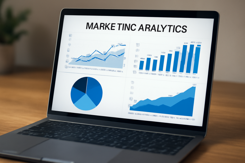 ordinateur affichant graphes d'audience marketing