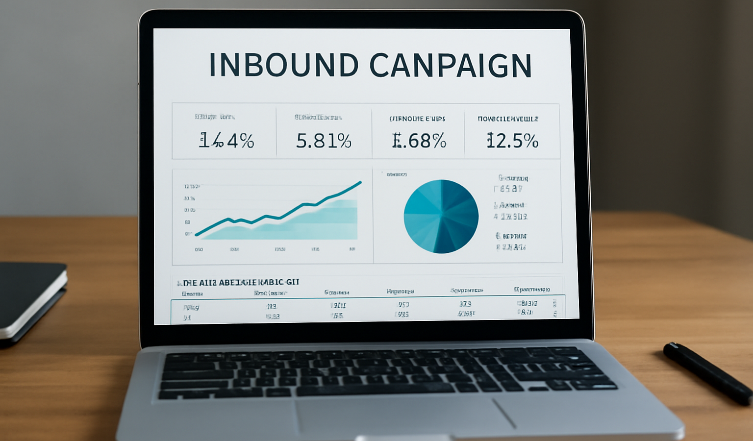 ordinateur affichant tableau de campagne inbound