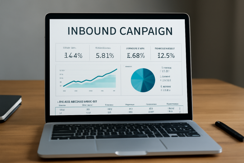 ordinateur affichant tableau de campagne inbound