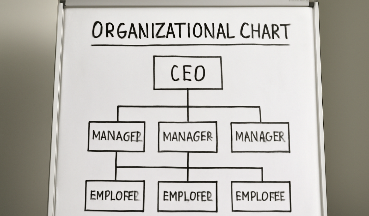 diagramme organisationnel dessiné sur un paperboard