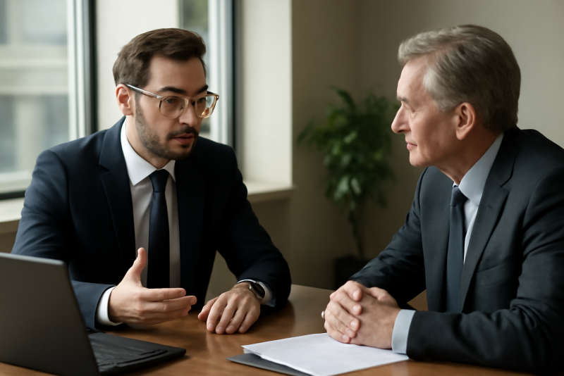 rencontre entre dirigeant et conseiller banque