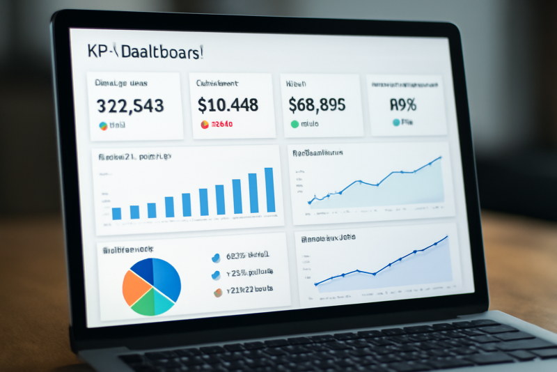 tableau de bord avec KPIs et graphiques