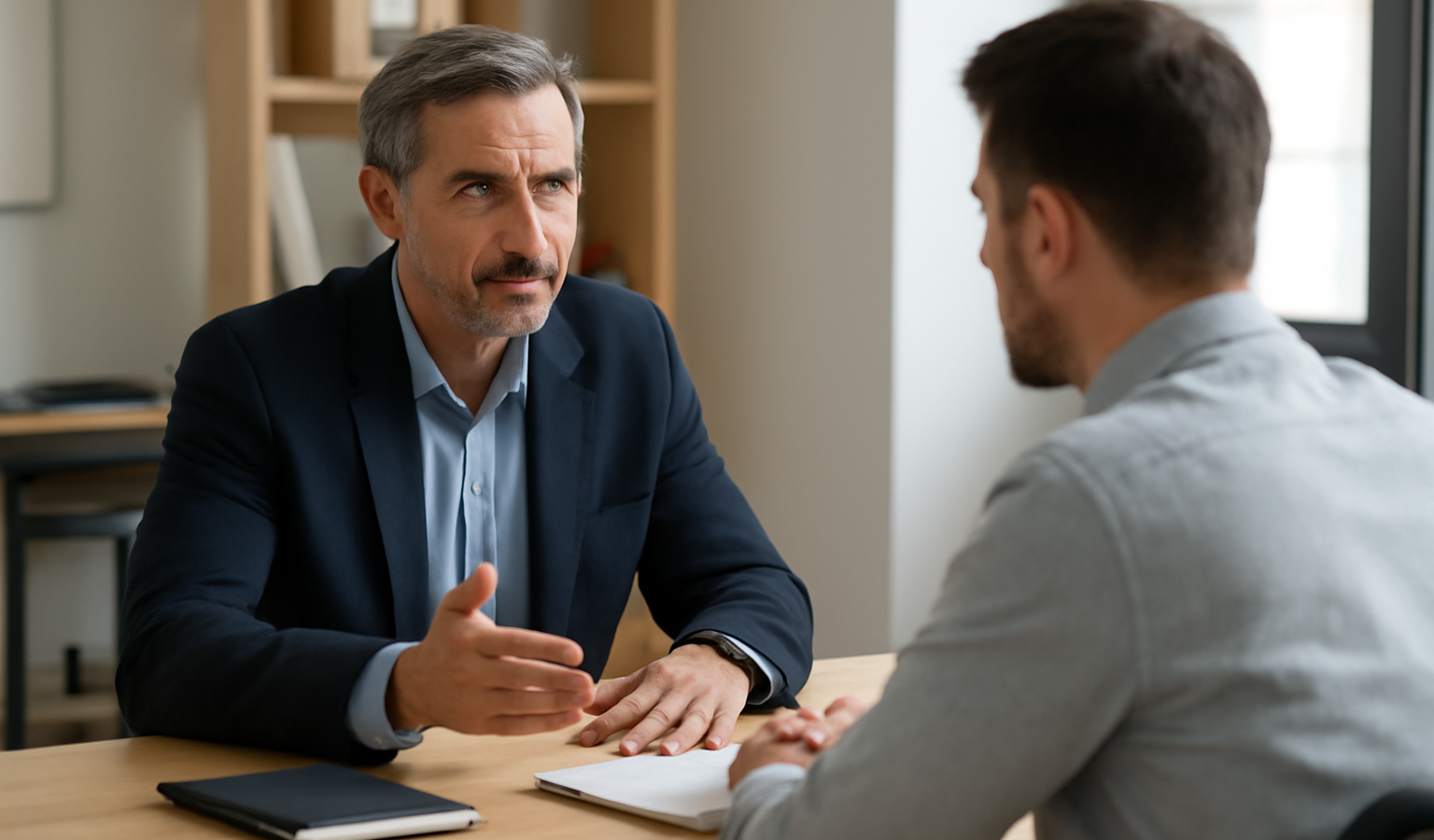 manager conduisant entretien individuel avec collaborateur