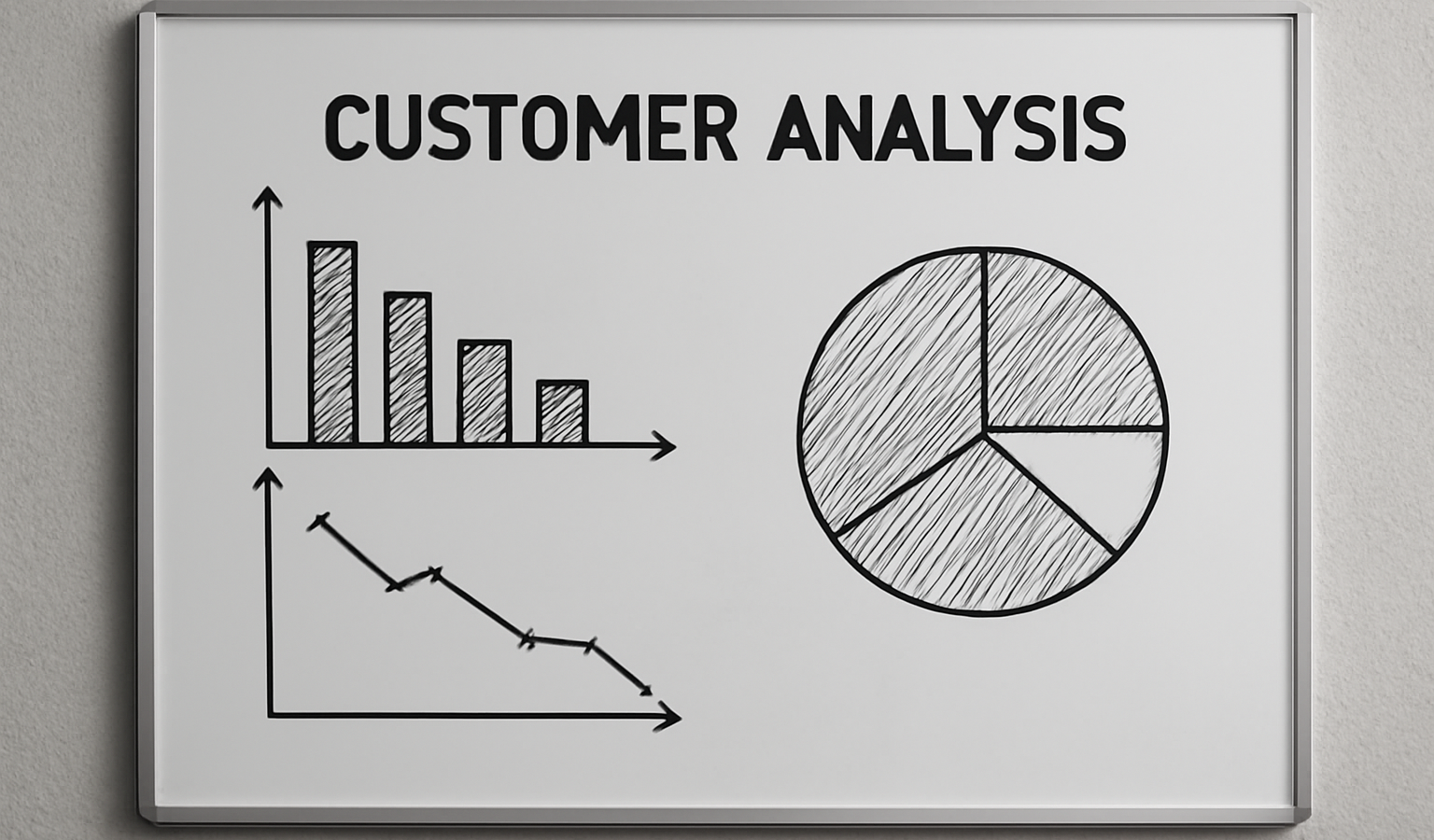 tableau d'analyse client avec graphiques décroissants