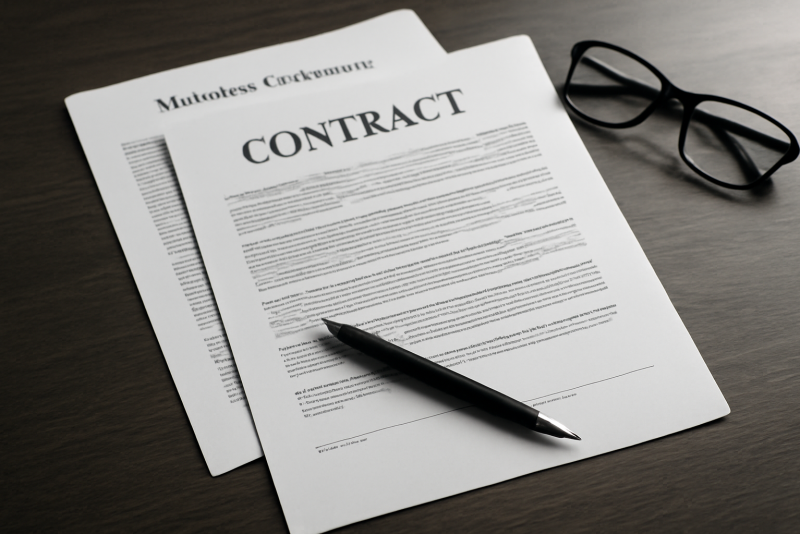 documents juridiques et contrat sur table