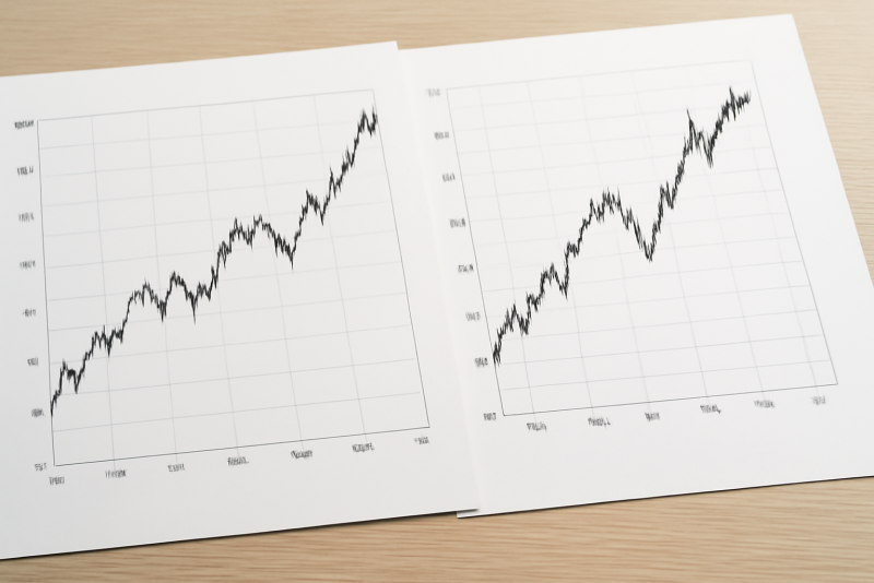 deux graphiques financiers cote a cote comparant entreprises