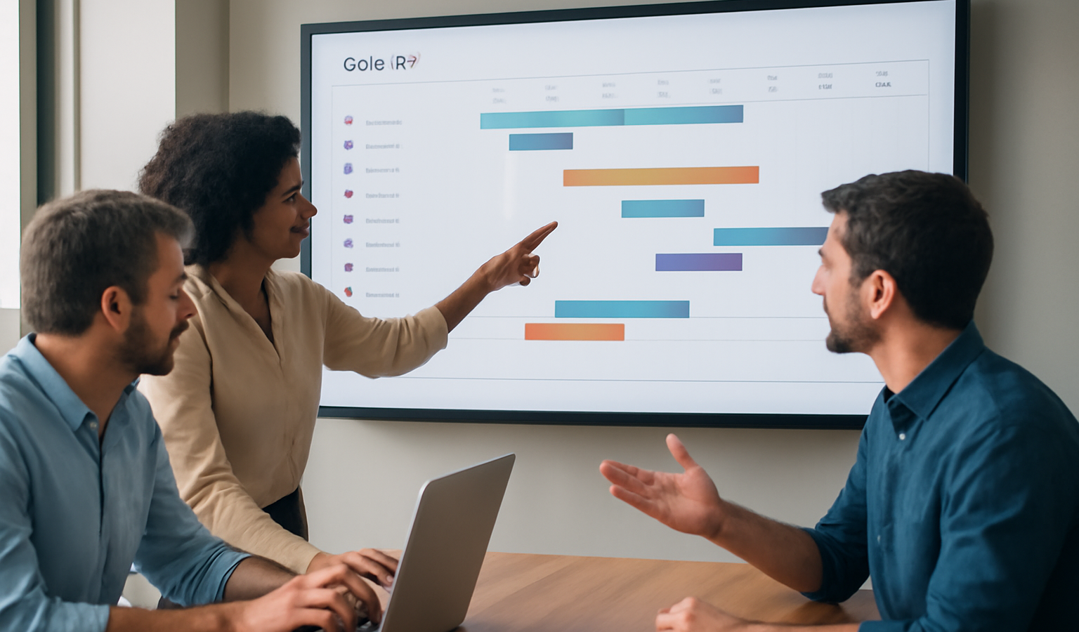 equipe utilisant outil de travail collaboratif sur ecran
