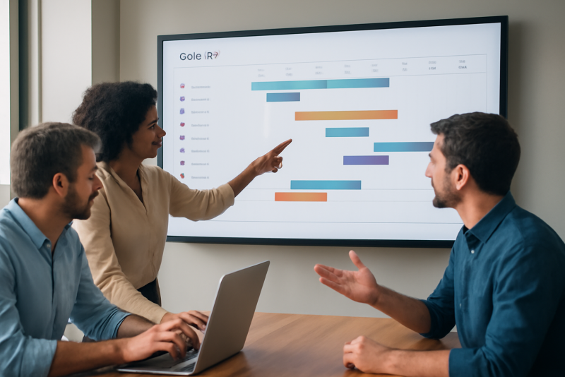 equipe utilisant outil de travail collaboratif sur ecran