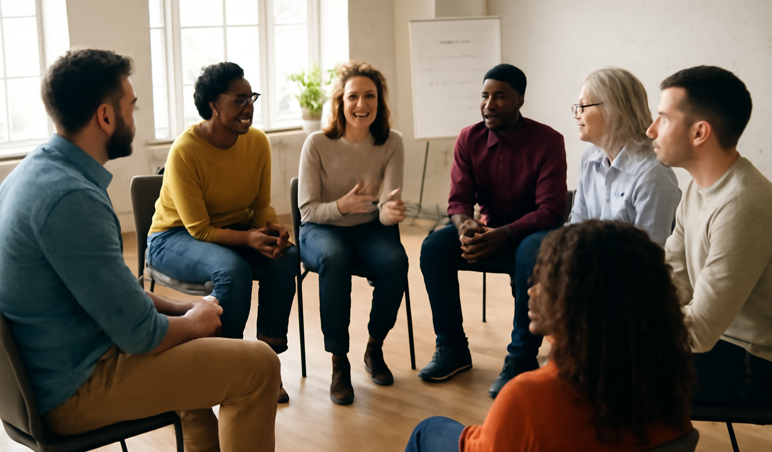 cercles de discussion formant un atelier collaboratif