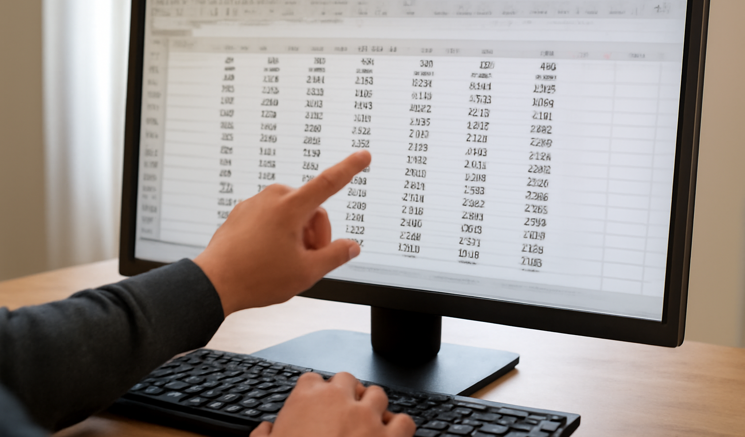 personne manipulant feuilles de calcul sur ecran