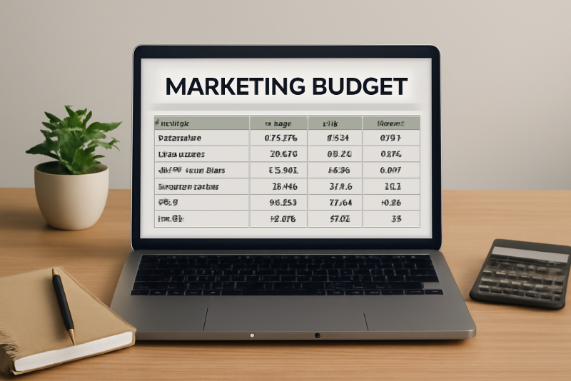 tableau de budget marketing sur ordinateur