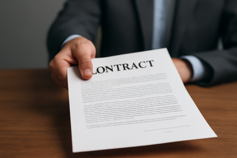 main tendant un contrat à signer