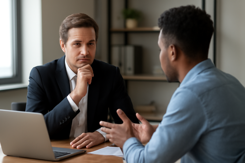 manager ecoutant collaborateur pendant entretien