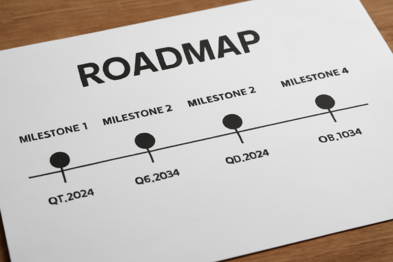 papier de roadmap avec jalons et echeances