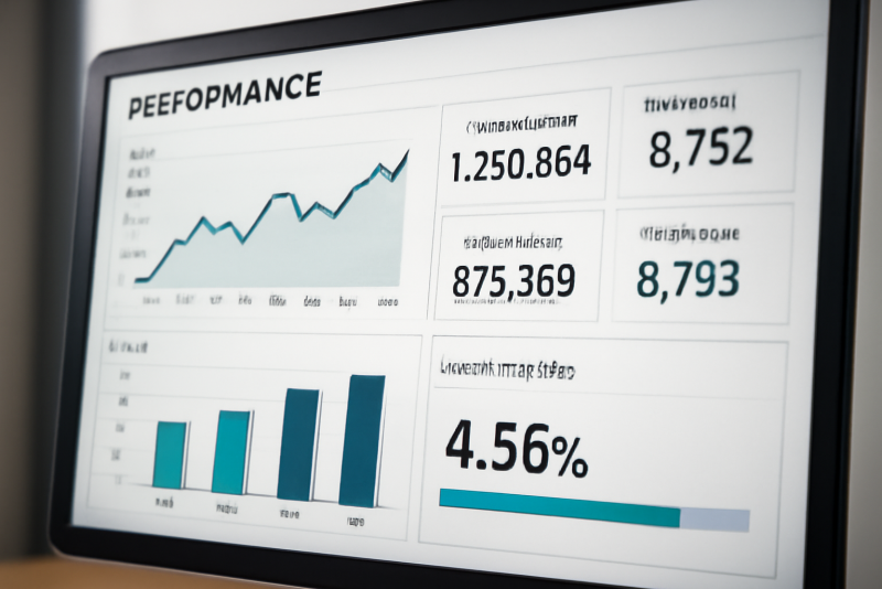 dashboard de performance avec courbes et chiffres