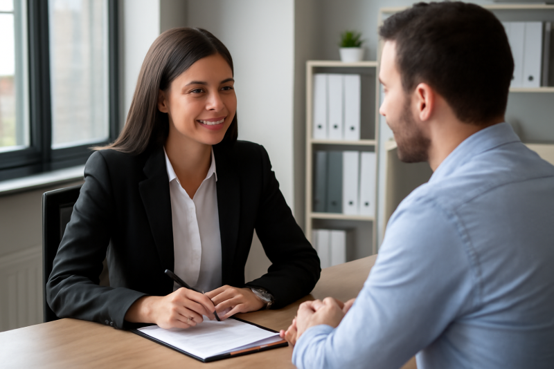 tete a tete entre commerciale et client dans agence