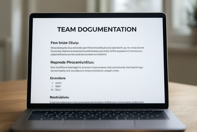 écran avec documentation d'équipe ouverte