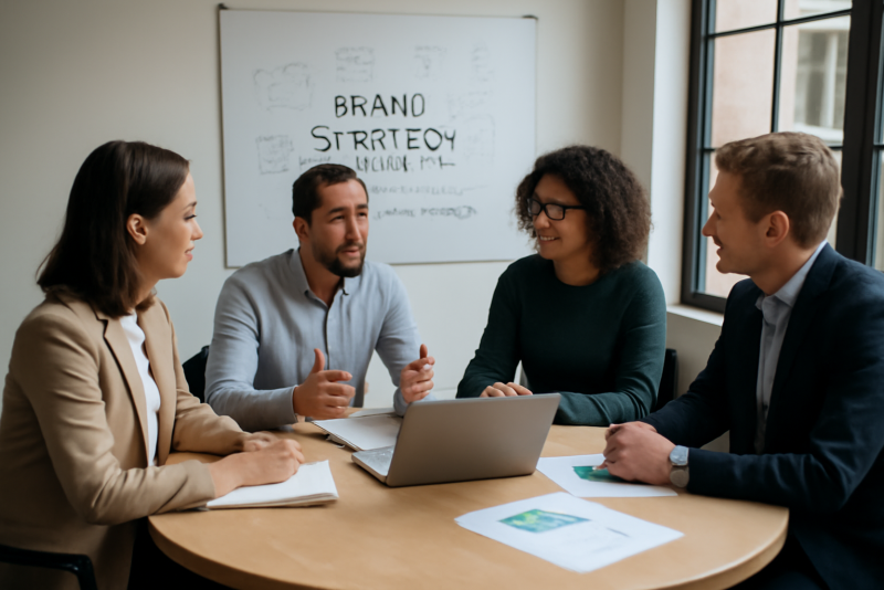 table ronde discutant strategie de marque