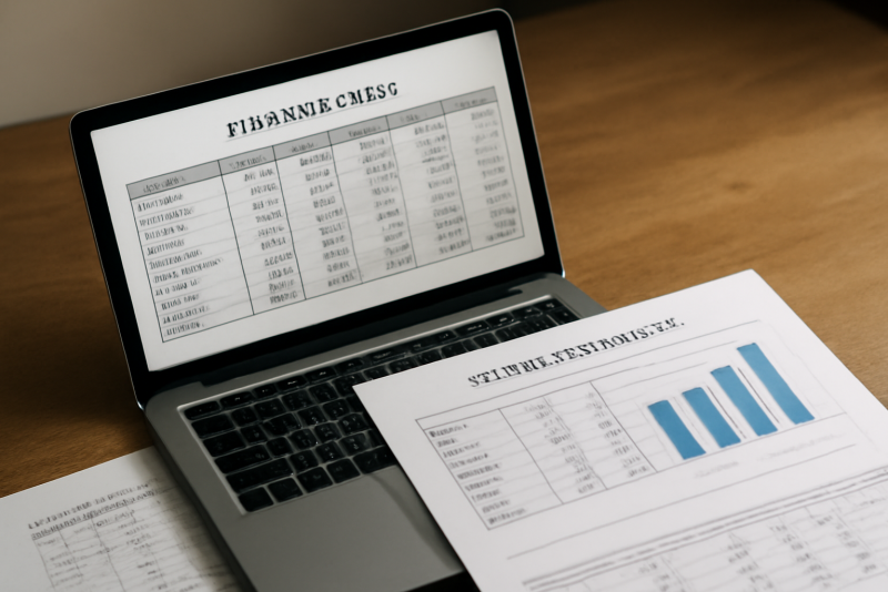 tableur financier avec projections sur écran