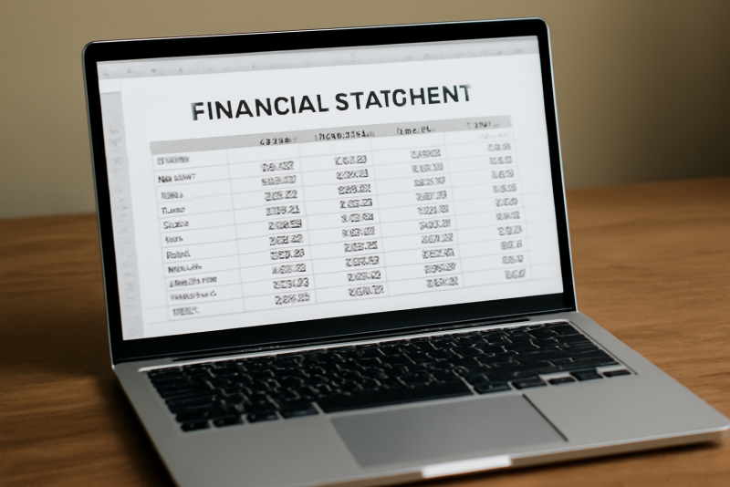 ordinateur portable affichant tableur financier