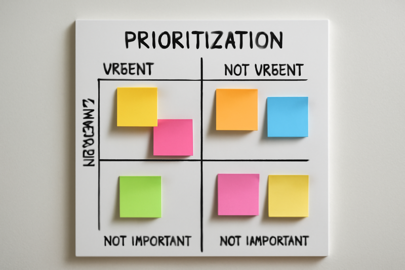 tableau de priorisation avec postit colorés