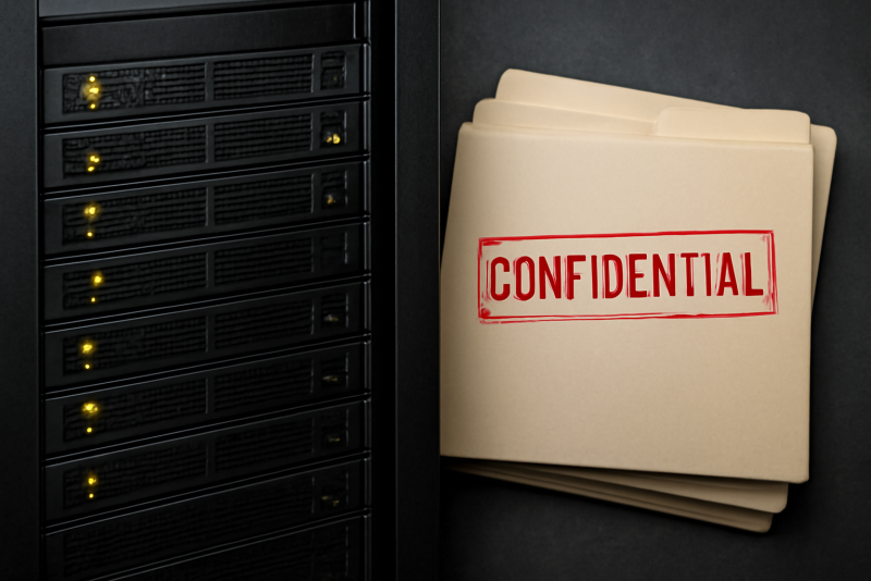 serveur et dossiers avec mentions de confidentialite