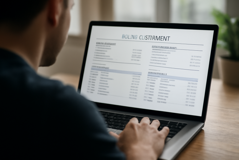 personne consultant relevés bancaires sur écran