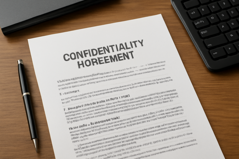 document de confidentialité ouvert sur bureau