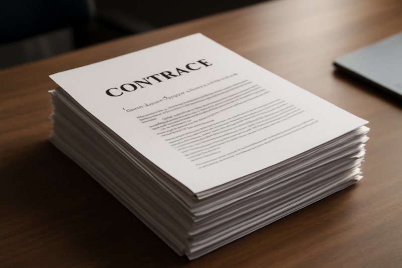 contrats empilés sur un bureau
