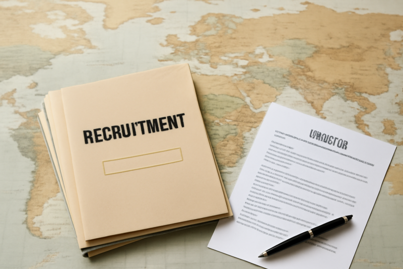 carte du monde et dossiers de recrutement
