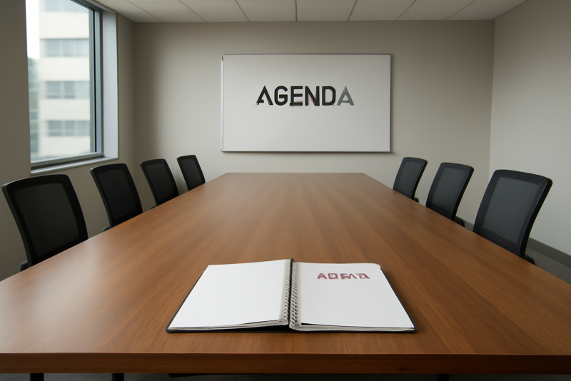 salle de reunion vide avec agenda affiche