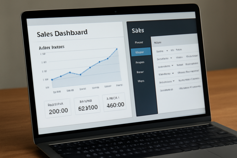 ecran avec tableau de ventes et CRM ouvert