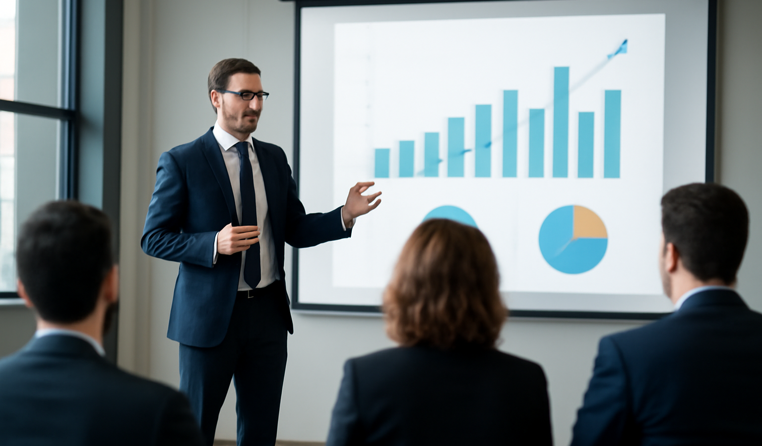 presentation financier devant investisseurs dans salle