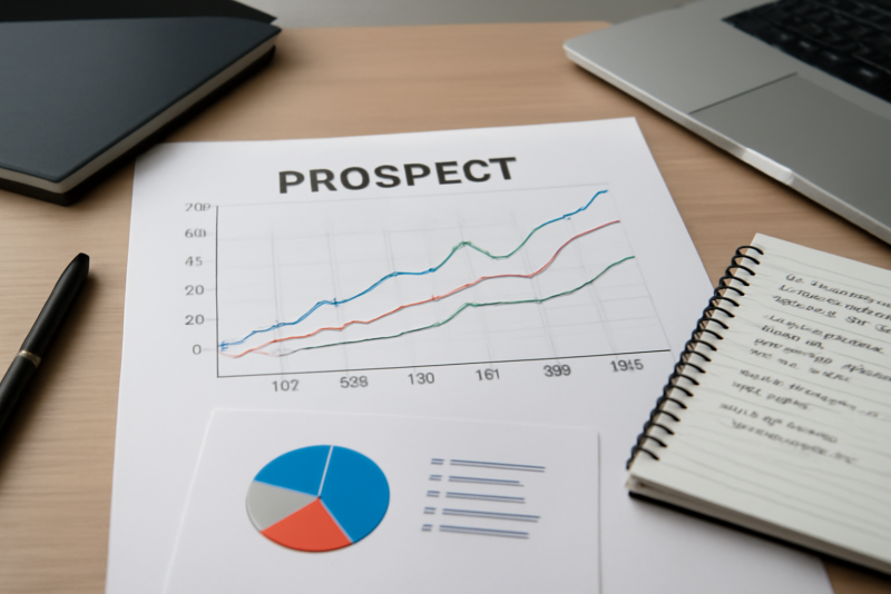 graphique prospectif et notes sur bureau moderne
