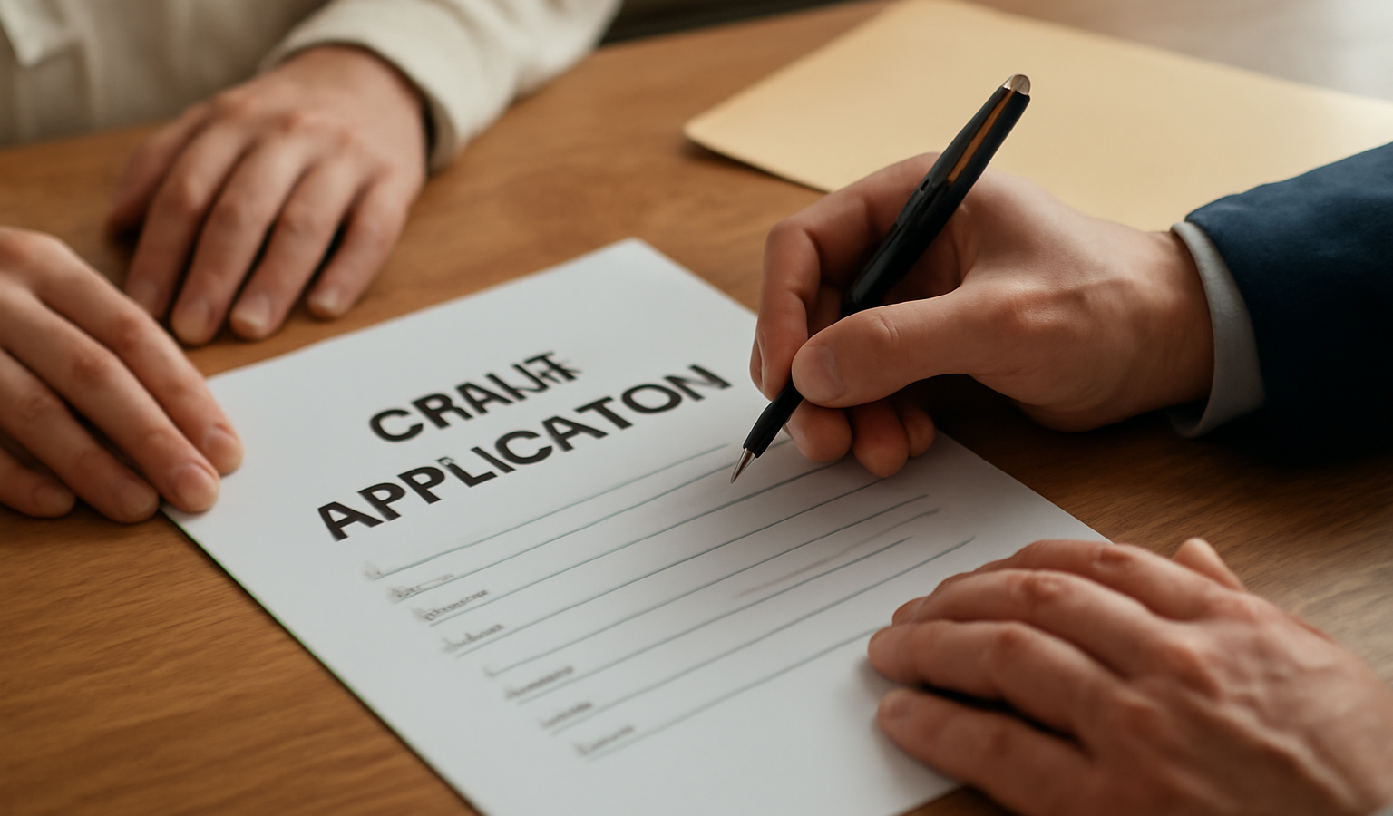 documents de subvention et mains signant dossier