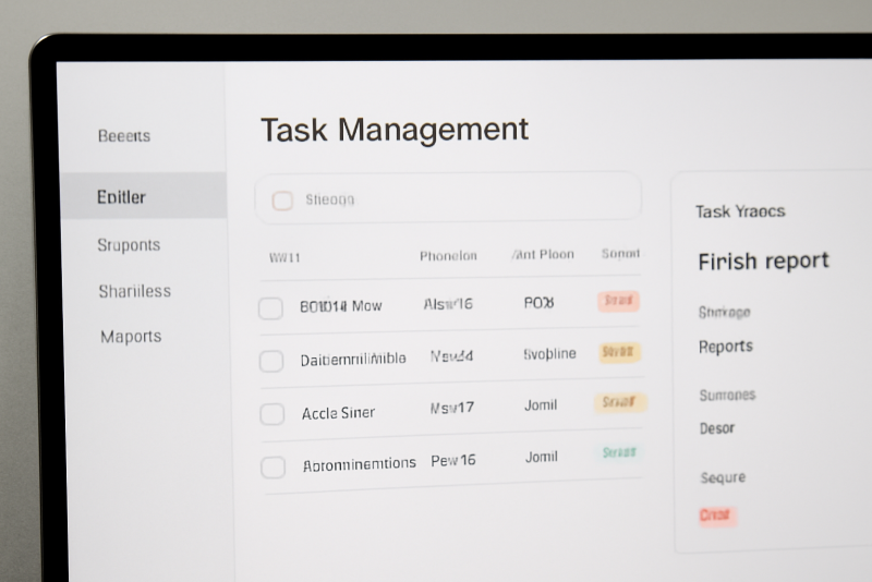 écran affichant une interface de gestion de tâches