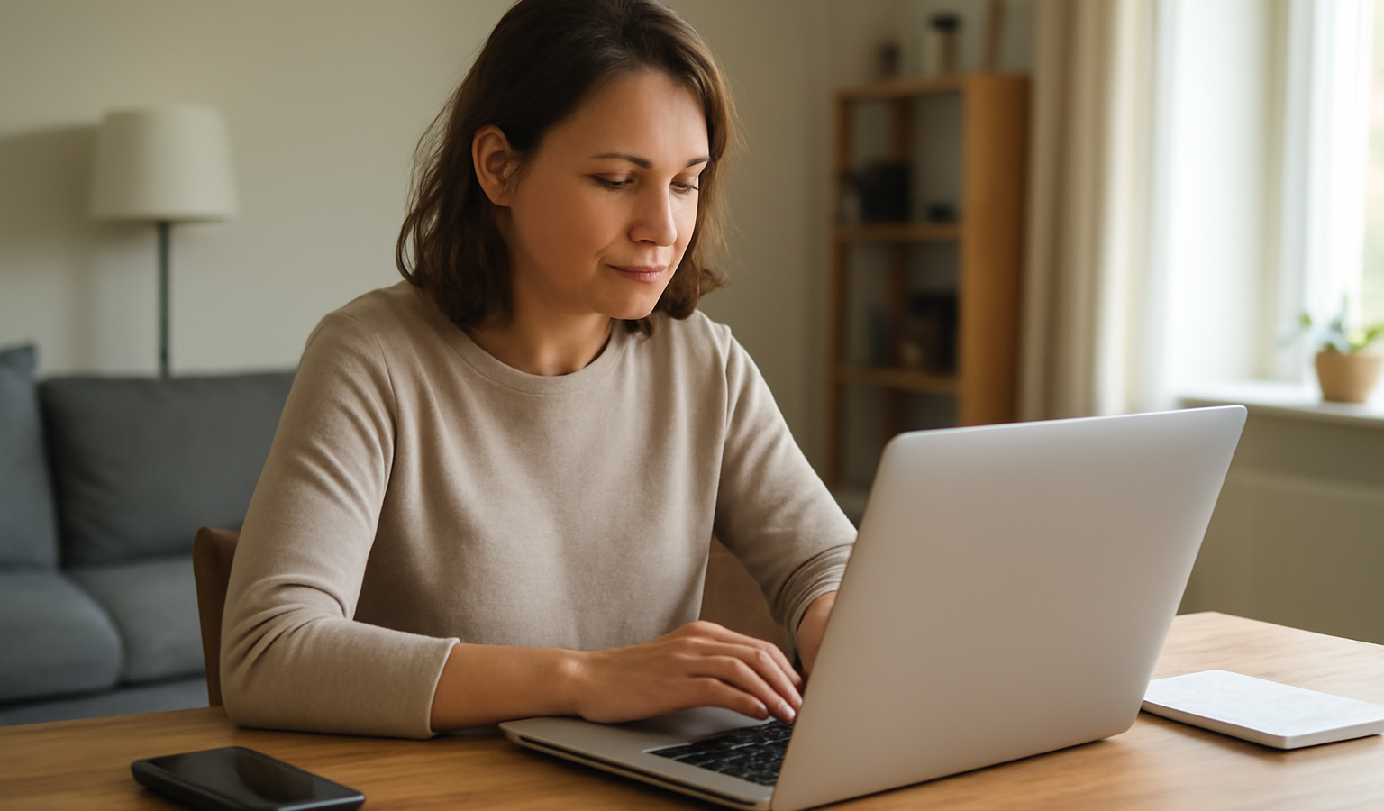 personne travaillant sur ordinateur portable chez soi