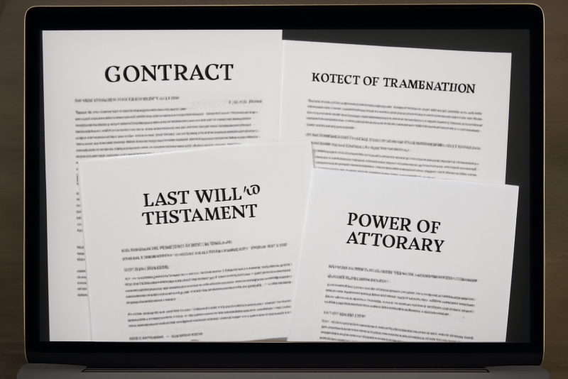 documents juridiques organises sur un ecran