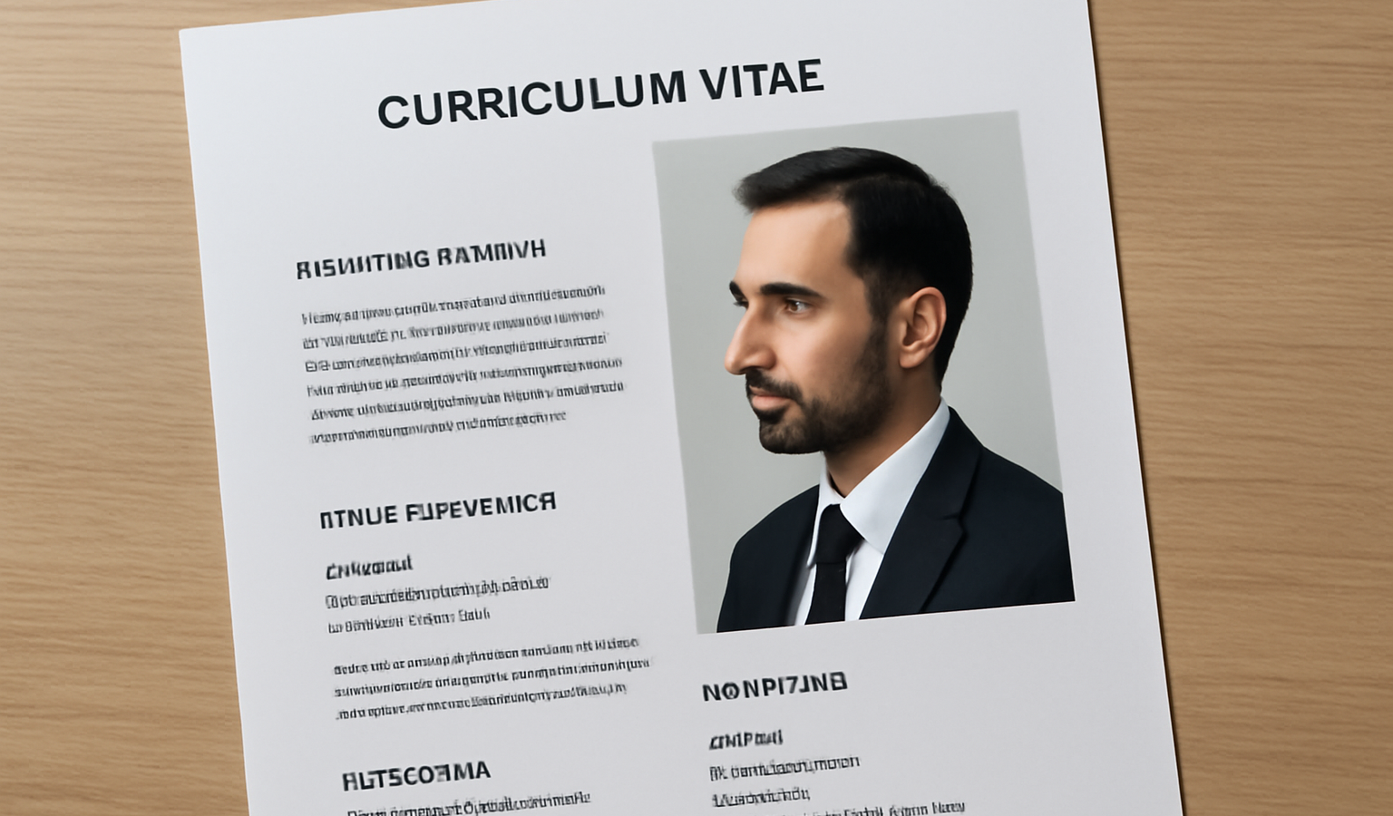 profil professionnel affiché sur un CV posé