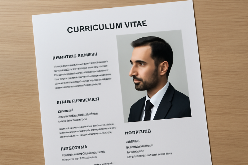 profil professionnel affiché sur un CV posé