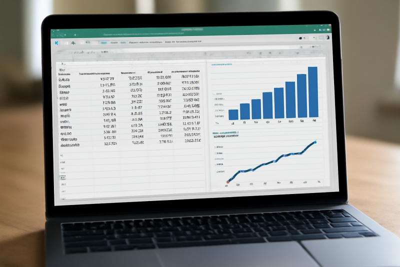 tableur ouvert avec graphiques de prevision