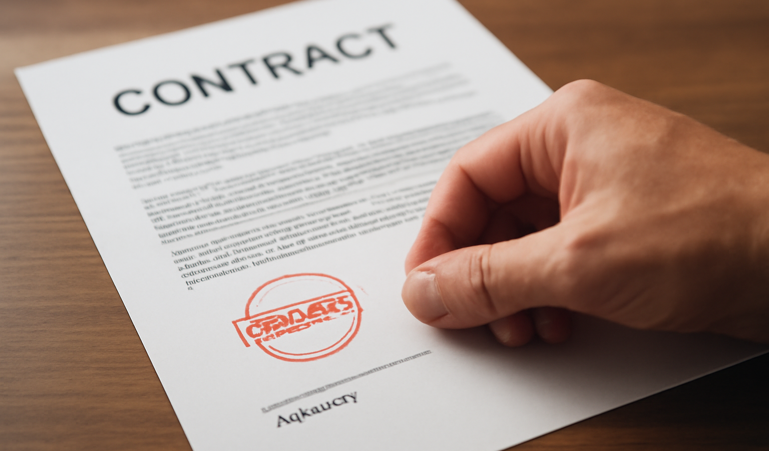 main serrant un contrat avec tampon