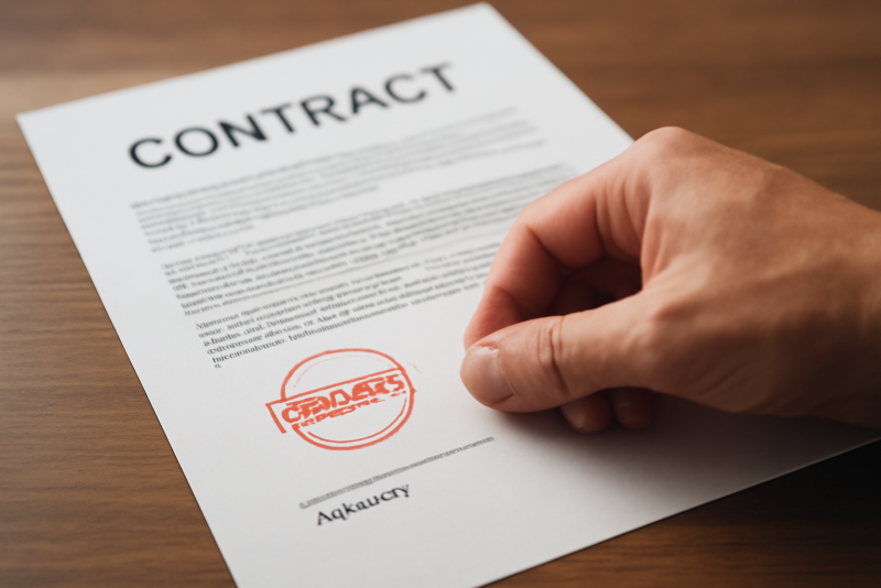 main serrant un contrat avec tampon